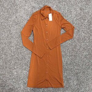 NWT *w/small flaws* Abercrombie and Fitch Button Down Long Sleeve Dress Orange